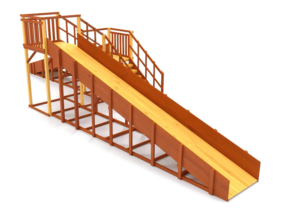 Зимняя горка деревянная Cавушка Зима 7/1, скат h1 = 1,5 м, h2 = 2,3 м СВ-52