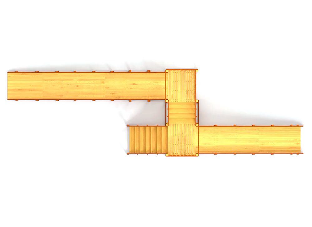 Зимняя горка деревянная Cавушка Зима 7/1, скат h1 = 1,5 м, h2 = 2,3 м СВ-52