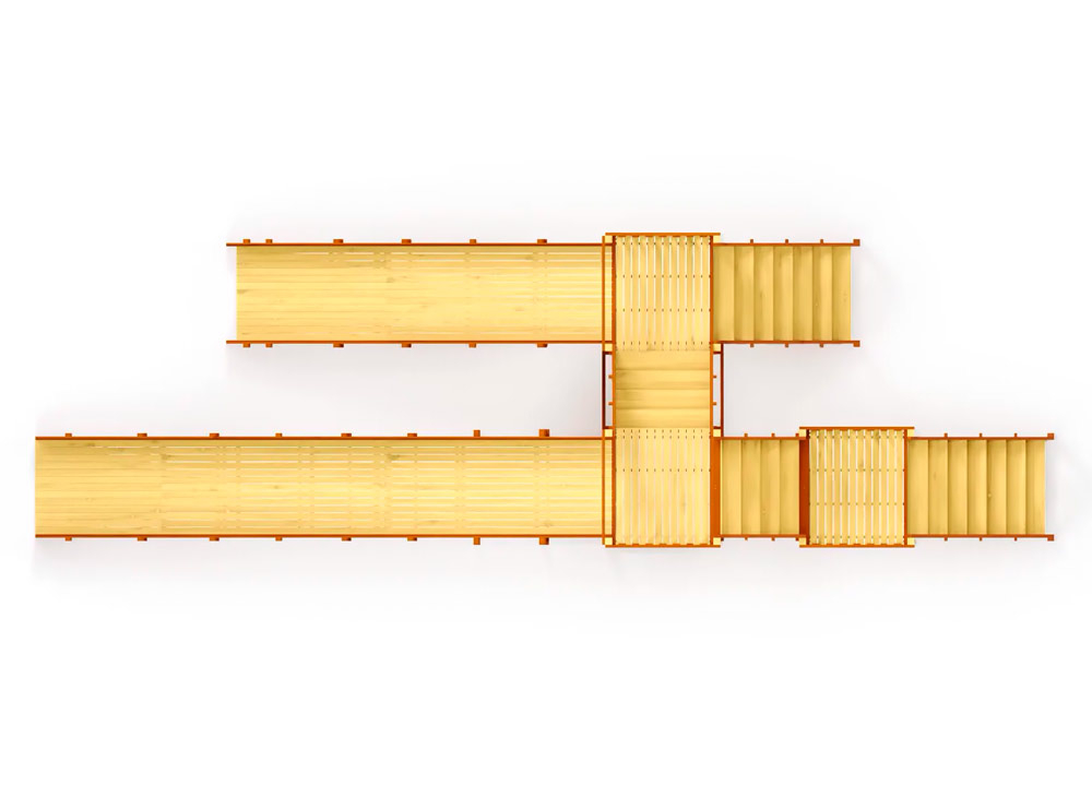 Зимняя горка деревянная Cавушка Зима 7/5 , скат h1 = 1,5 м, h2 = 2,3 м (махагон/cосна) СВ-54