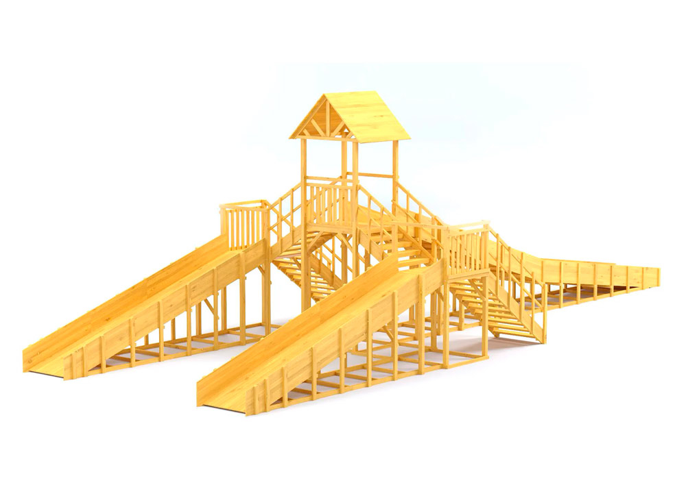 Зимняя горка деревянная Cавушка Зима Wood 11, скат h  = 2,7 м СВ-55