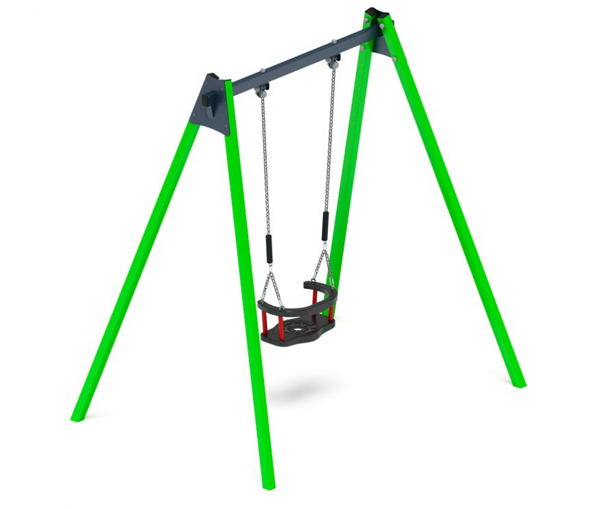 Качели для детской площадки металлические одноместные, цвет зеленый СК-232