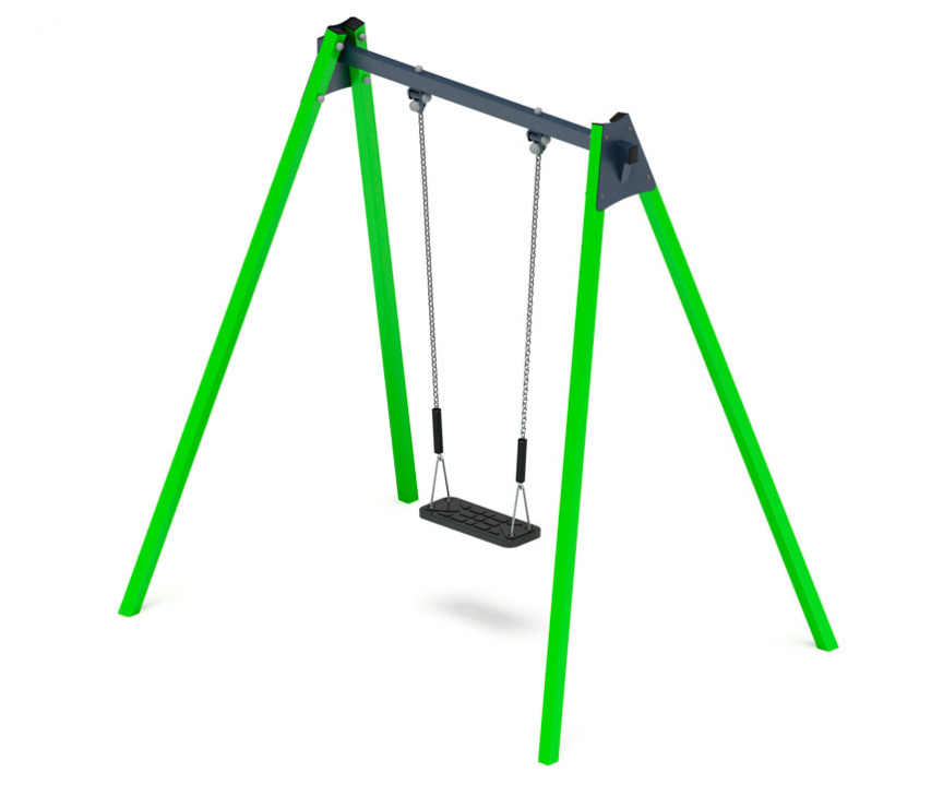 Качели для детской площадки металлические одноместные, без спинки, цвет зеленый СК-233