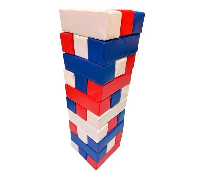 Гигантская мягкая модульная Дженга триколор 45 брусков 50*15*10 см ЛА670