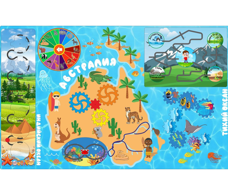 Бизи-панель Австралия, Планета Земля, знакомство с окружающим миром Серия «Мир континентов» НЛ120