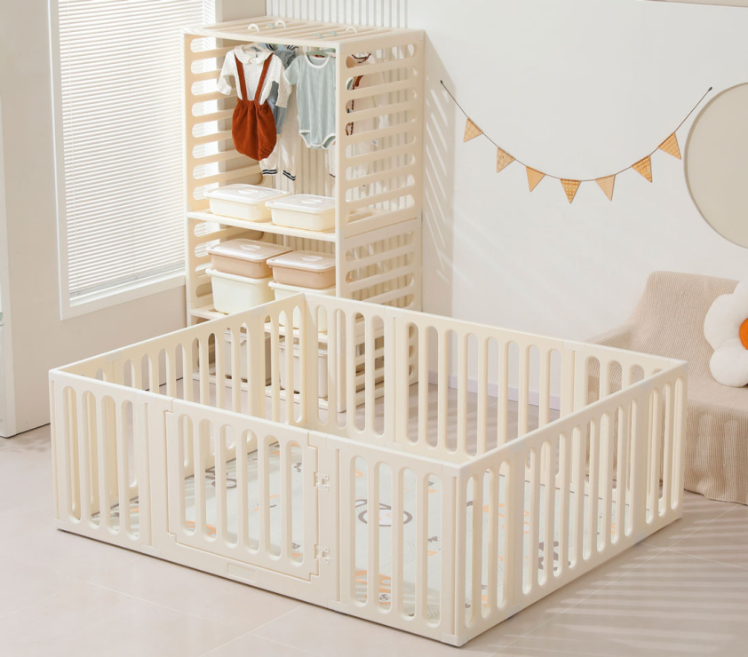 Манеж-стеллаж детский UNIX Kids 2 в 1, размер 180 х 200 см, цвет белый UN-25