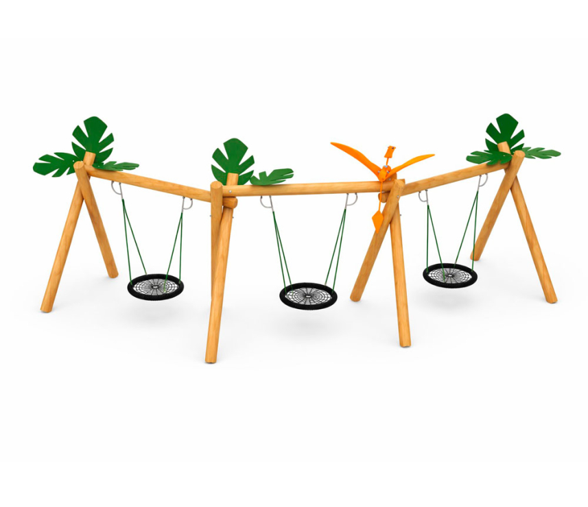 Качели-гнездо на брусе «Птеродактиль» 3 места АФ-624