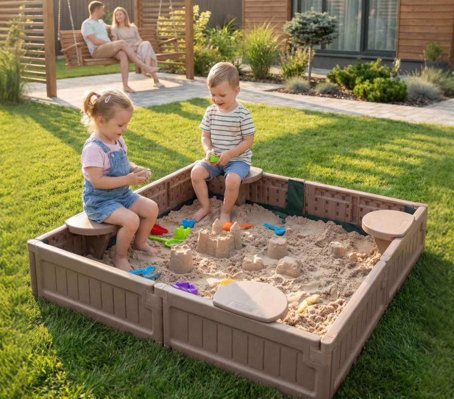 Песочница UNIX Kids квадратная 123 х 123 см, цвет коричневый UN-52