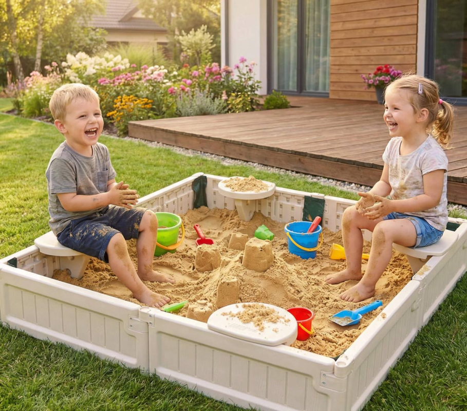 Песочница UNIX Kids квадратная 123 х 123 см, цвет бежевый UN-51