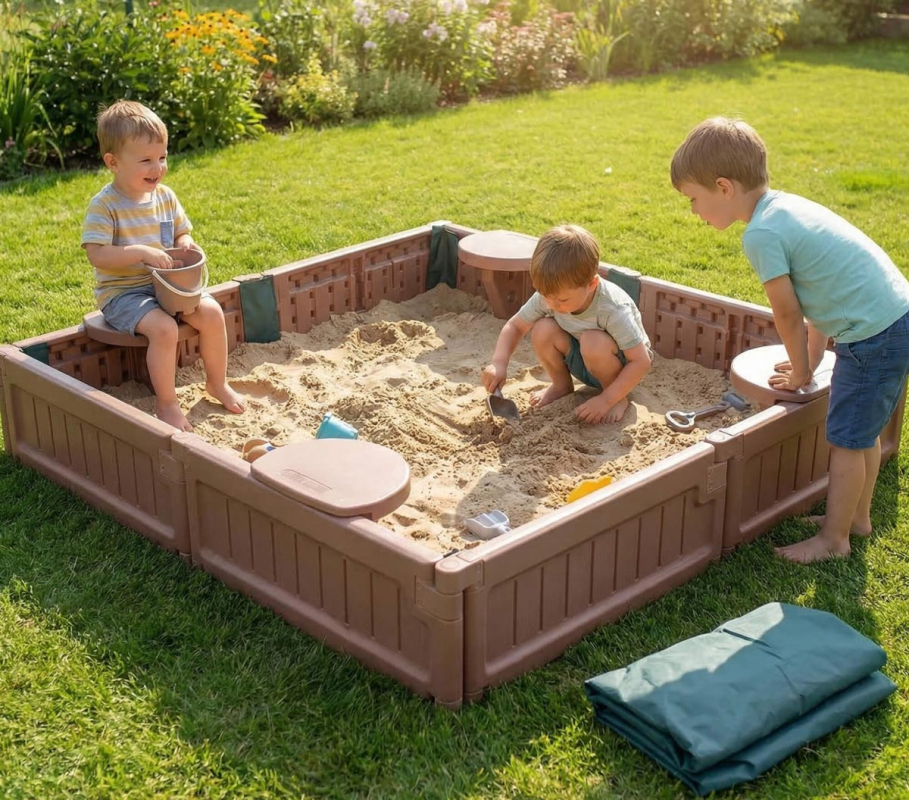 Песочница UNIX Kids квадратная 123 х 123 см, цвет коричневый UN-52
