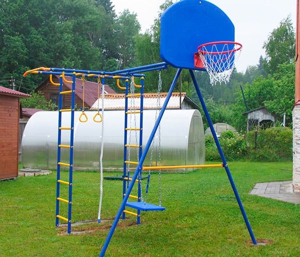 Дачный комплекс для детей "Дачник-2" П-лестница + цепные качели + баскет. кольцо 27ВК