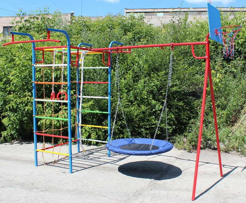 Уличный спортивный комплекс для детей с качелями-гнездо PL-03