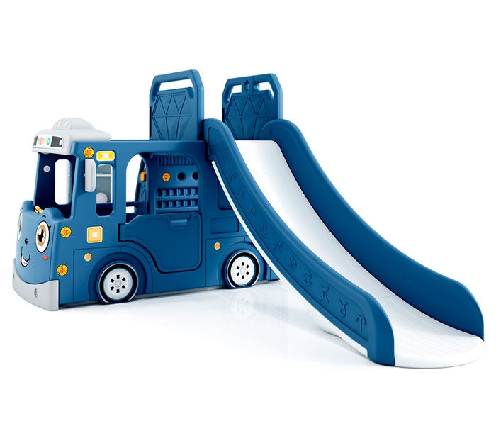Пластиковый игровой комплекс с горкой "Машинка" для дачи и дома, синий VT-458