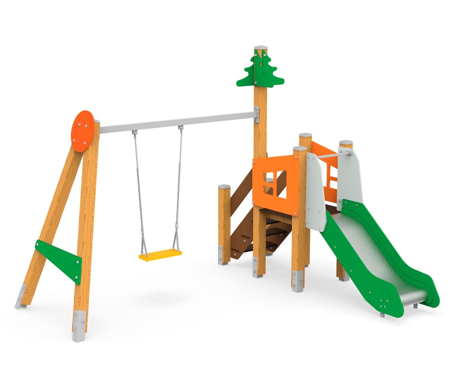 Игровой комплекс для детской площадки с горкой и качелями  АФ-127