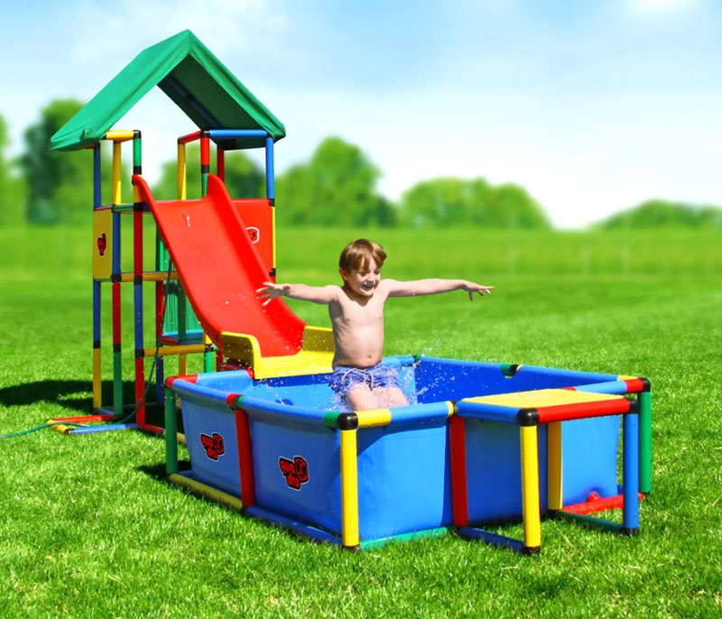 Детский игровой комплекс-конструктор Universal с модульной горкой и бассейном IKC06