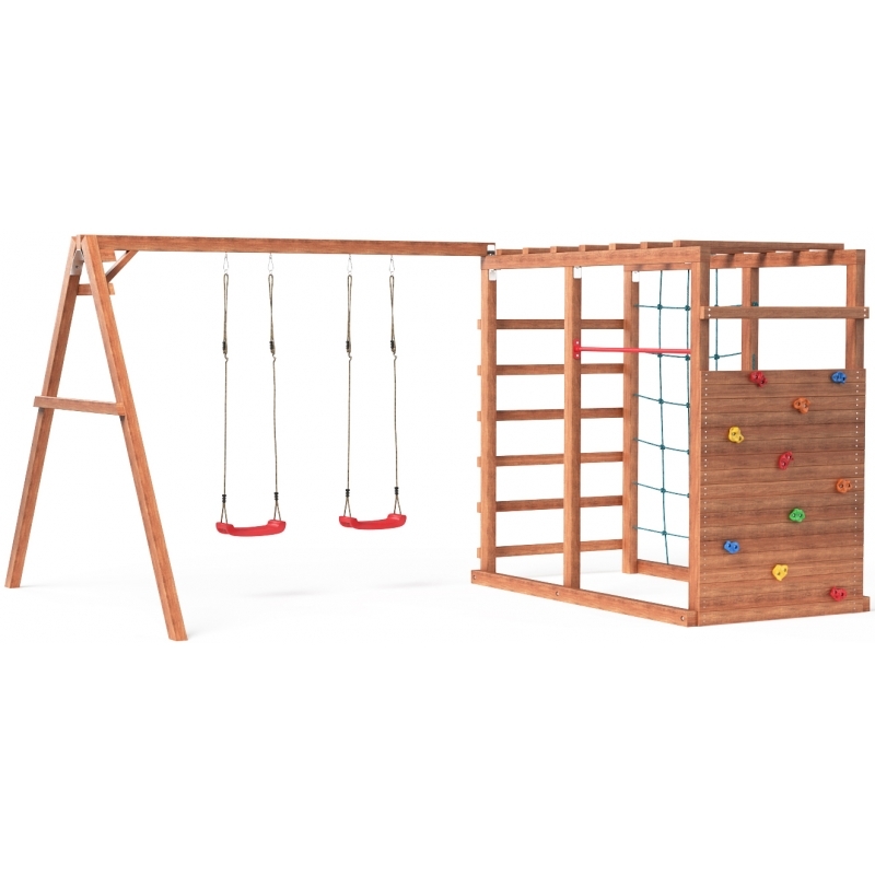 Детский деревянный игровой комплекс с двумя качелями OG-23