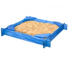 Деревянная песочница для детей с лавочками для дачи 117*117 см синяя PR18