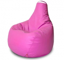 Пуфик-мешок Груша для детей, розовый, кожзам ЛА48