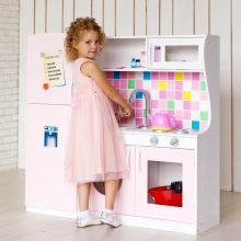 Игровая кухня с холодильником, 3 секции, высота 102 см, светло-розовая PR-41
