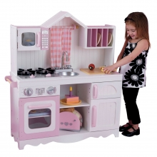 Игровая кухня в стиле Прованс, 3 секции, высота 91 см, розовая PR-46