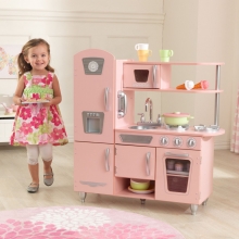 Игровая кухня в винтажном стиле, 3 секции, высота 91 см, розовая PR-45