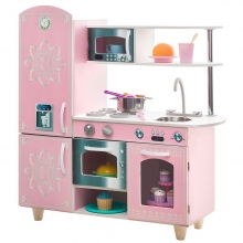 Игровая кухня в винтажном стиле, 3 секции, высота 85 см, светло-розовая PR-42