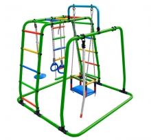 Спортивно-игровой комплекс для малышей с качелями, салатовый-радуга FZ-3lg