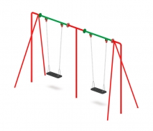 Качели для детской площадки металлические двойные без спинки, цвет красный СК37