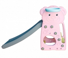 Пластиковая горка для малышей "Мишка" с баскетб. кольцом, цвет розовый/голубой АМ49