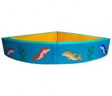 Детский сухой бассейн угловой «Дельфины» разборный 130*130*30см голубой ЛА482