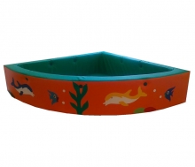 Детский сухой бассейн угловой «Дельфины» R100xH30-R200xH40 оранжевый ЛА484