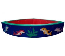 Детский сухой бассейн угловой «Дельфины» R100xH30-R200xH40 синий ЛА485