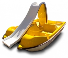 Катамаран педальный четырехместный с горкой "Дельфин", цвет желтый СП07