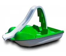 Катамаран педальный четырехместный с горкой "Дельфин", цвет зеленый СП08