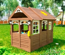 Деревянный игровой домик с кухней "Коттедж" 1,63х1,63х2,0 м Д40