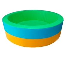 Cухой бассейн круглый полосатый, H40, D120-200 см, салатовый/голубой/желтый ЛА503