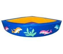 Детский сухой бассейн угловой «Дельфины» R100xH30-R200xH40 синий/желтый ЛА516