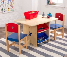 Комплект детской мебели, столик, два стула и выдвижные ящики PR-78