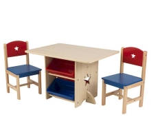 Комплект детской мебели, столик, два стула и выдвижные ящики PR-78