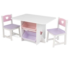 Комплект детской мебели "Сердце" столик, два стула и выдвижные ящики PR79