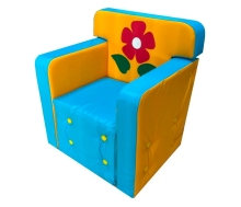 Детское игровое кресло с аппликацией L45xB40xH50 голубой/желтый ЛА537