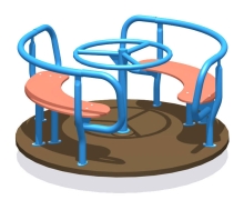 Карусель для детской площадки круглая с двумя лавками РА410