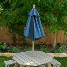 Набор детской садовой мебели KidKraft - 4 скамьи, стол, зонт, цвет серо-синий PR-91