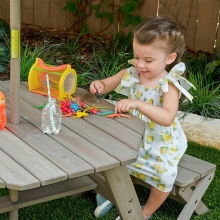 Набор детской садовой мебели KidKraft - 4 скамьи, стол, зонт, цвет серо-синий PR-91