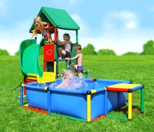 Детский игровой комплекс-конструктор Universal с изогнутой горкой и бассейном IKC07