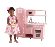 Кухня игровая из дерева "Винтаж" бело-розовая PR-109