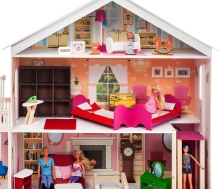 Деревянный кукольный домик с мебелью "Мечта" PR-116