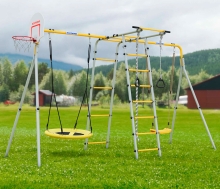 Детский спортивный комплекс для дачи "Лесная поляна-2" + пластиковые качели + качели-гнездо РА772