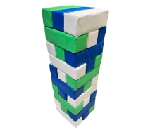 Мягкая модульная Дженга 30 брусков 30*10*10 см, цвет синий/салатовый/белый  ЛА603