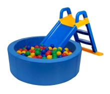 Круглый сухой бассейн (диаметр от 120 см) c детской горкой (высота 850 мм), синий ДУ471