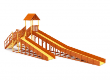 Зимняя горка деревянная Cавушка Зима 9/4, скат h1 = 1,9 м, h2 = 2,7 м СВ-47